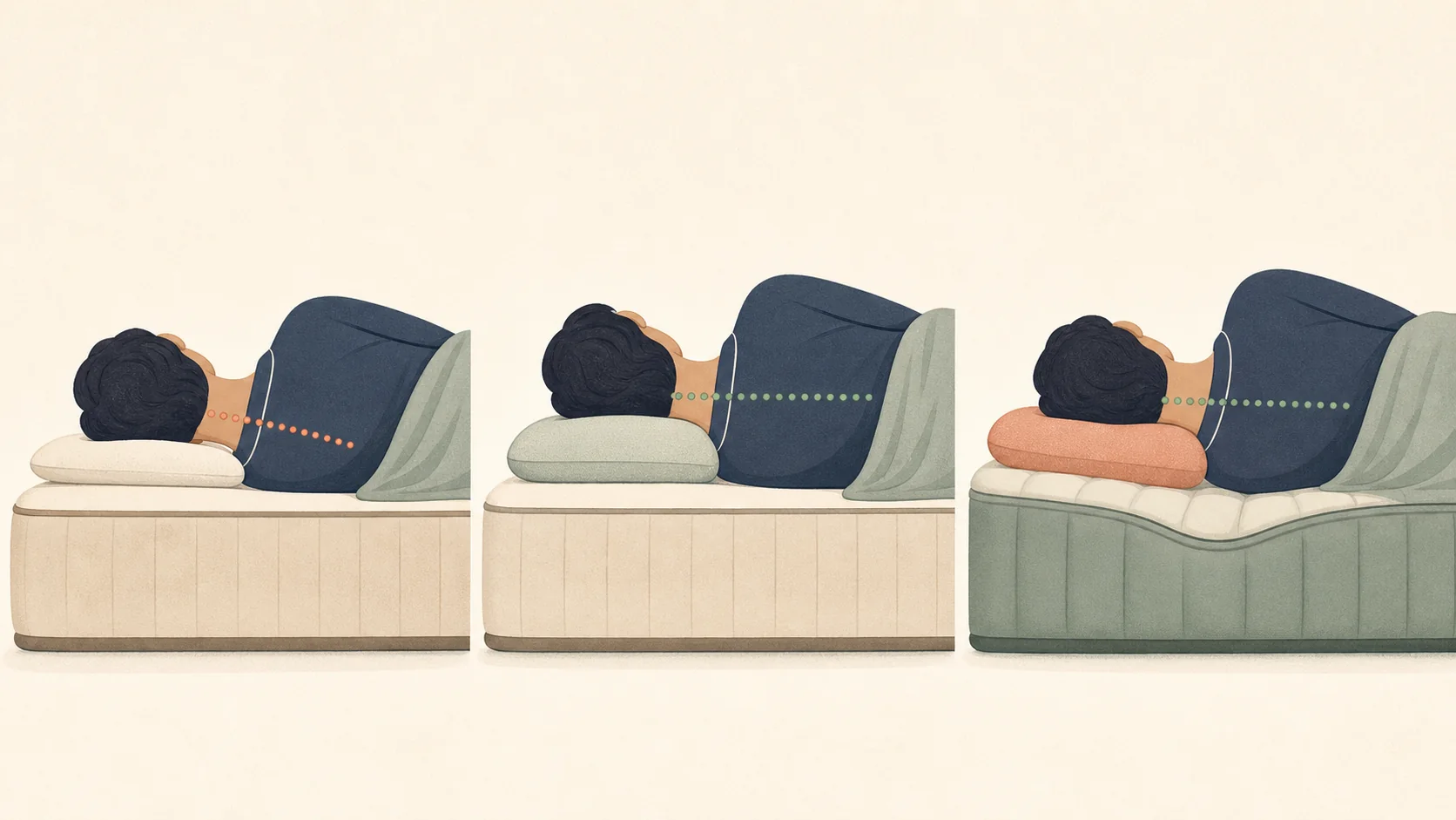 Pillow-loft fit in relation to sleep position and mattress sink